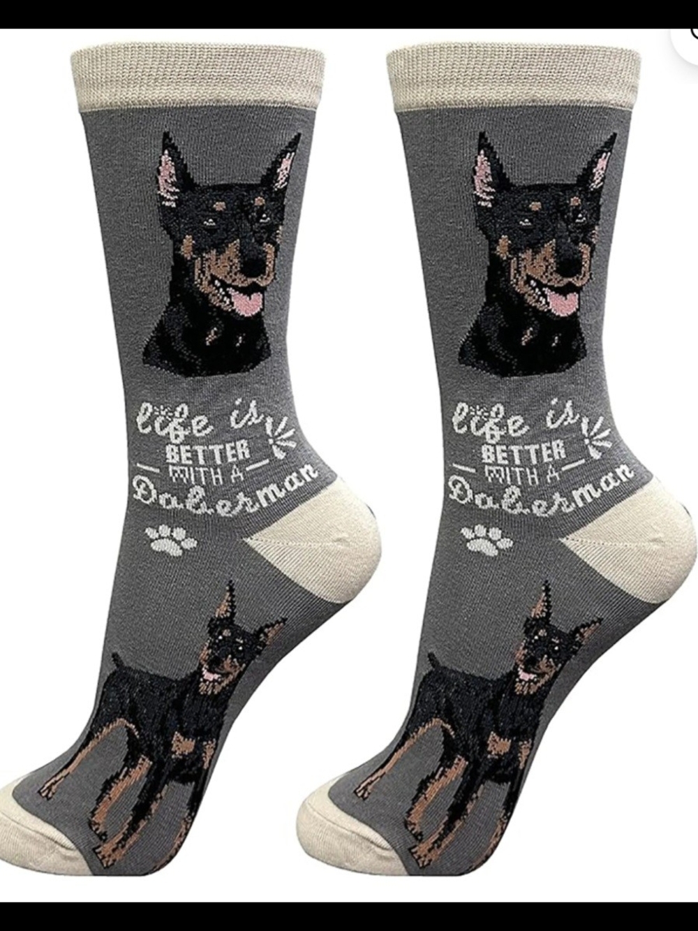 E&S  Socks.- Life Is Better With A Doberman For Pets Lovers. One Size Fits Most